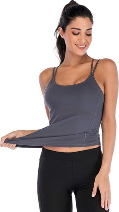 YM & Dancer C55 Yoga Tops for Women with Built-in Shelf Bra, Cross-Back Straps - Workout Tank Tops for Active Women