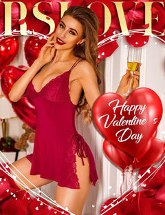 YM & Dancer C125 Women Lingerie Sexy Chemise Lace Babydoll Side Split Full Slip Nightgown Modal Sleepwear Nighty