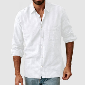 Men's Casual Basic Textured Cotton Shirt