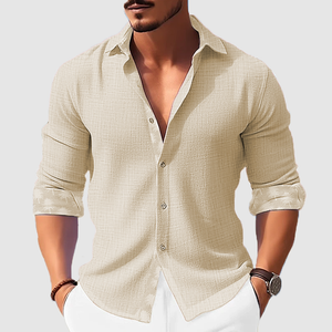 Men's shirt autumn men's cotton linen shirt long sleeve lapel shirt