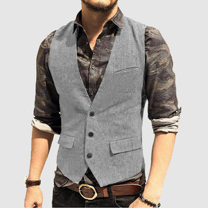 Men's Textured Detail Sleeveless Vest Jacket