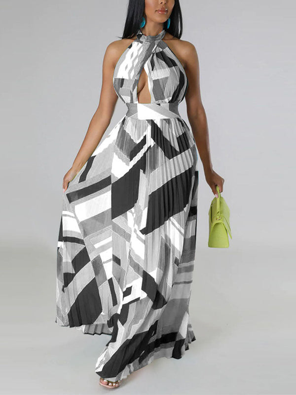 Halter Pleated Maxi Dress