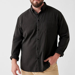 Men's Large Washed Stretch Single Breasted Shirt