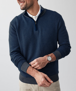 Gentleman's Twill Stretch Half-Zip Sweater