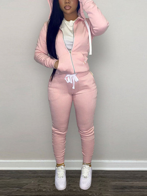 Casual Hoodies And Pant Tracksuit Set