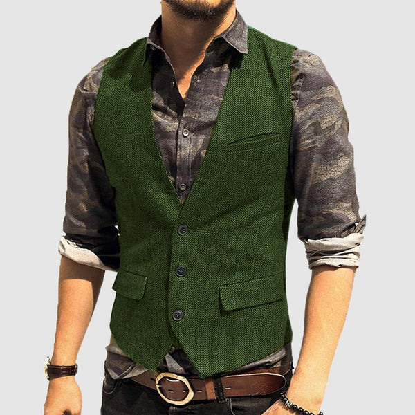 Men's Textured Detail Sleeveless Vest Jacket