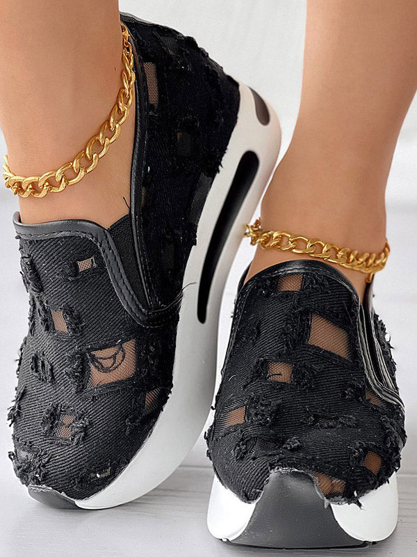 Mesh Denim Raw Muffin Sneakers