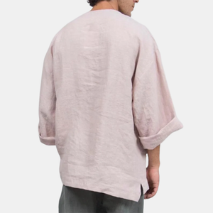 Men's Linen Ethnic Style Loose Flared Long-Sleeved T-Shirt