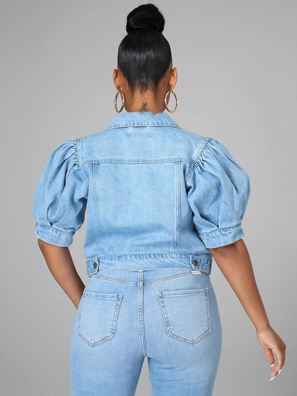 Puff Short Sleeve Denim Jacket