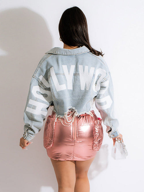 Printed Short Denim Jacket