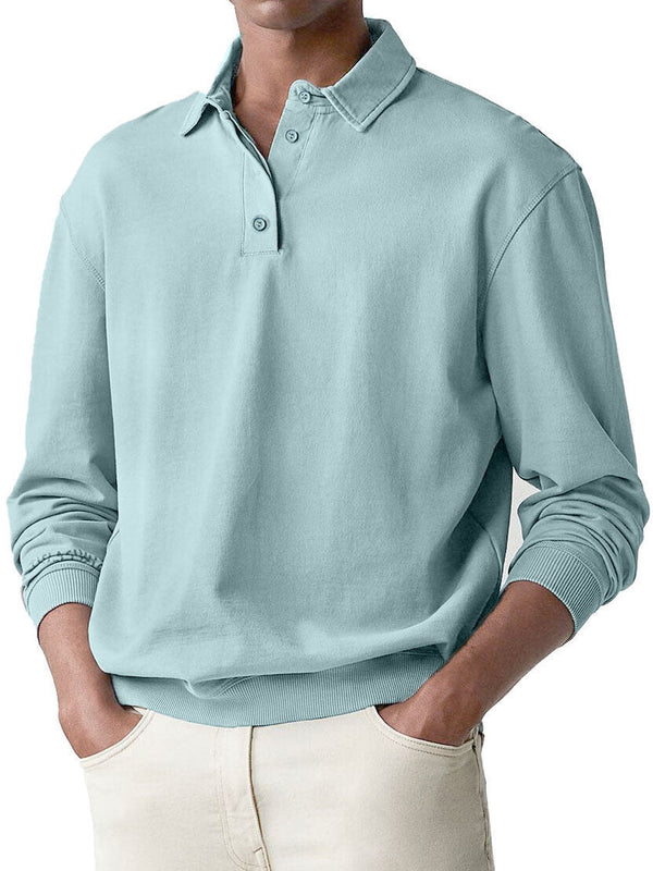 Men's Retro Long Sleeve Lapel Polo Shirt