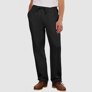 Men's Daily Casual Cotton Linen Lace-Up Trousers