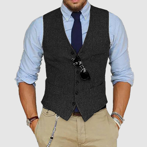 Men's Single-Breasted V-Neck Suit Vest