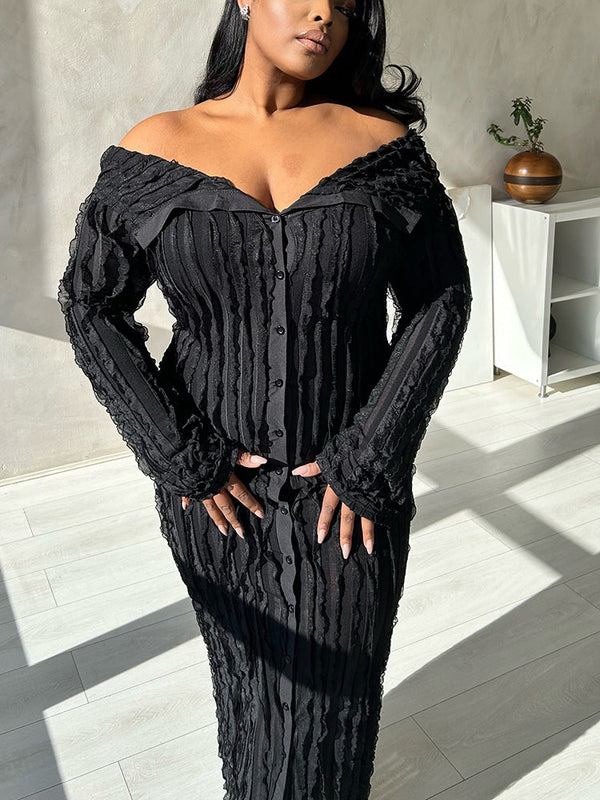 Off Shoulder Mesh Dress