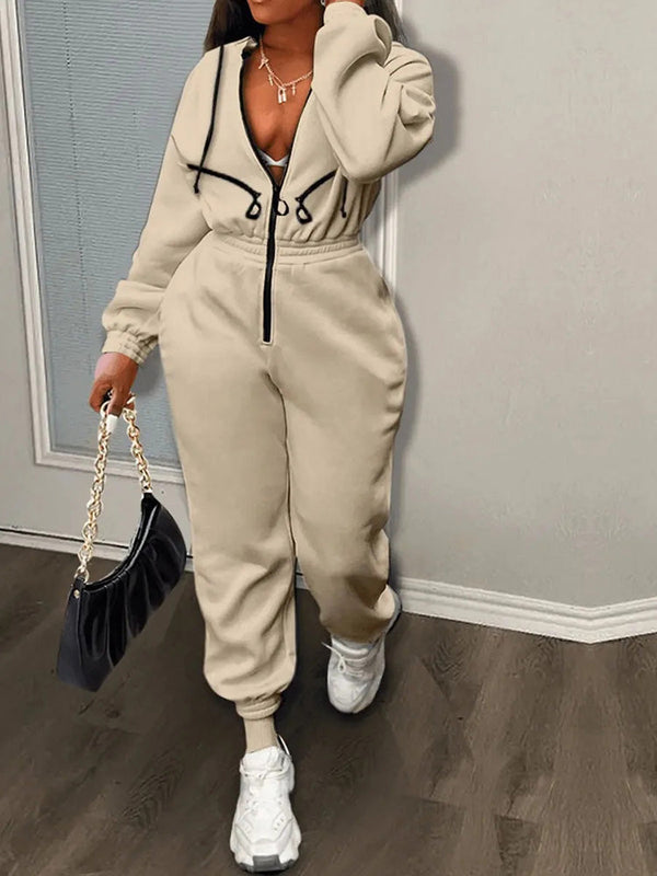 Hooded Zip-Up Jumpsuit