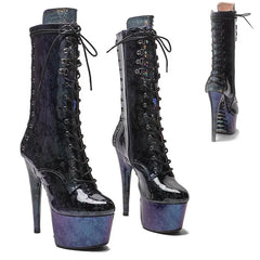 YM & Dancer S1681 New 17CM/7inches PU Upper Sexy Exotic High Heel Platform Party Women Mid-Calf Boots Pole Dance Shoes