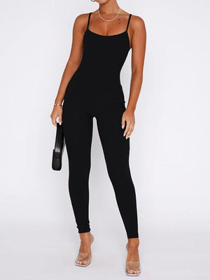 Ribbed Adjustable Strap Bodycon Jumpsuit