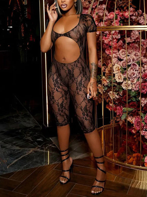 Cutout See Through Lace Jumpsuit