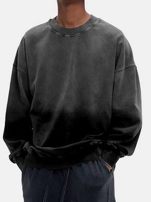 Men's Washed Gradient Long-sleeved Round Neck Sweatshirt