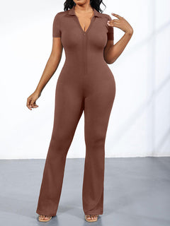 Zip Up Bodycon Jumpsuit