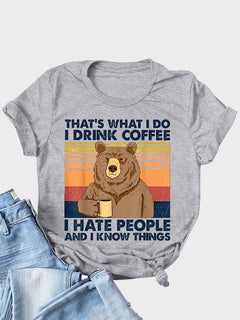 Cartoon Bear Print Tee