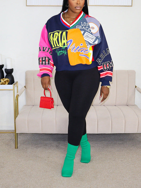 Colorblock Graphic Sweatshirt