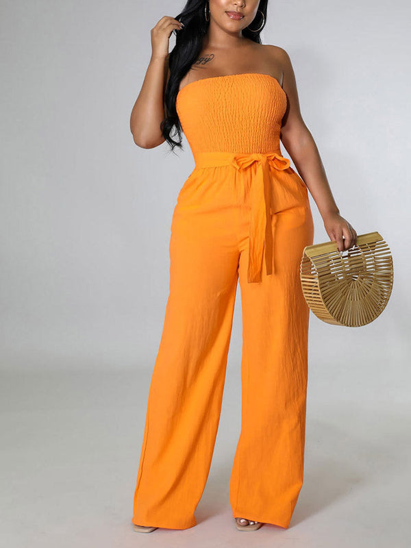 Tube Tie Waist Jumpsuit