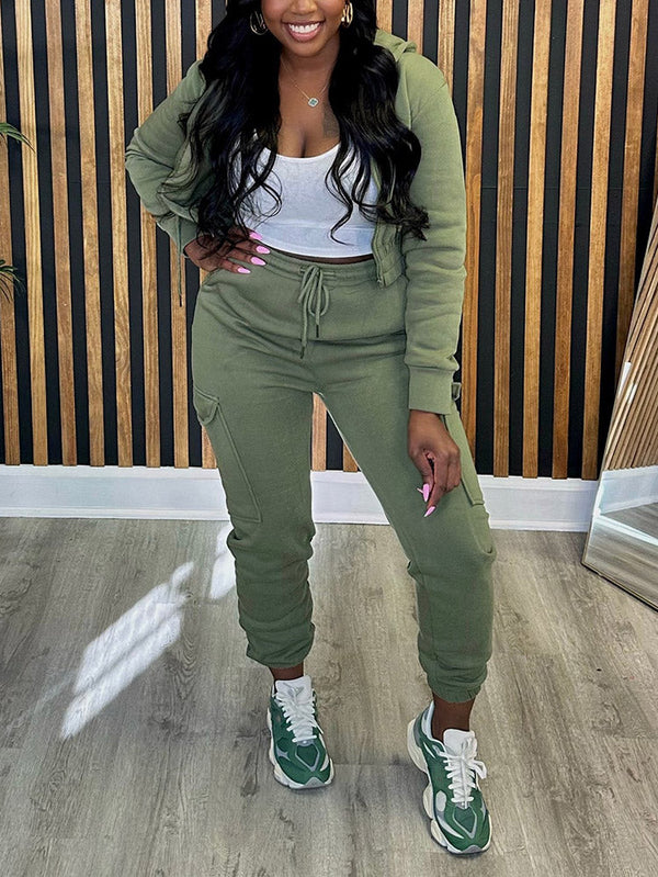 Crop Hoodie Jogger Set