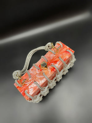 Marble Rhinestone Rope Bag