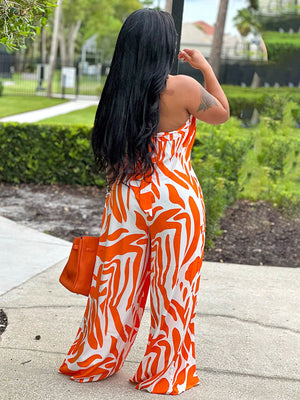 Strapless Printed Wide Jumpsuit