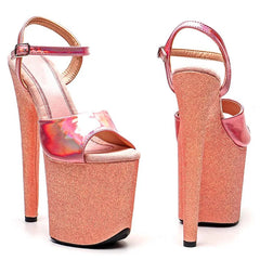 YM & Dancer S1124 Fashion 20CM/8inches PU Upper Plating Platform Sexy High Heels Sandals Pole Dance Shoes