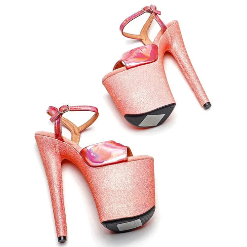 YM & Dancer S1124 Fashion 20CM/8inches PU Upper Plating Platform Sexy High Heels Sandals Pole Dance Shoes