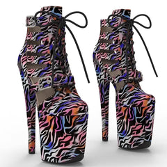 YM & Dancer S507 Fashion Sexy Model Shows PU Upper 20CM/8Inch Women's Platform Party High Heels Shoes Pole Dance Boots 812