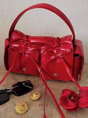 Leather Bow Handbag