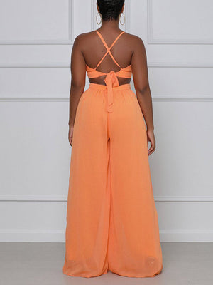 Straps V-Neck Cut Out Jumpsuit