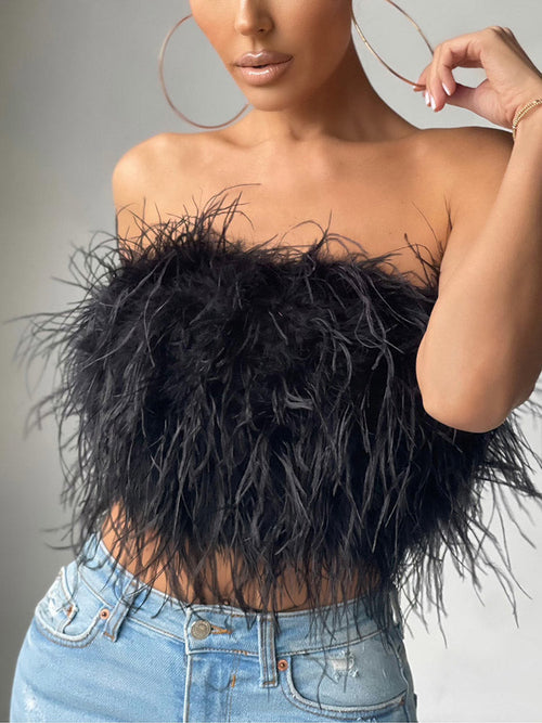 Feather Crop Top