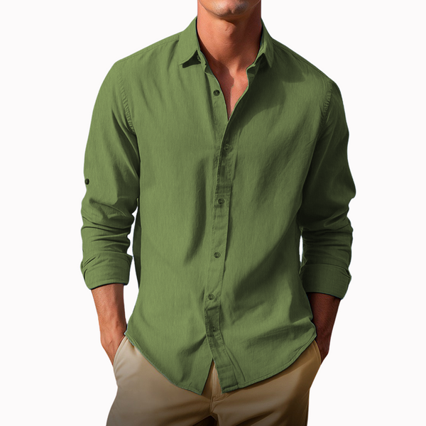 Men's Long Sleeve Shirt High Quality Cotton Solid Color