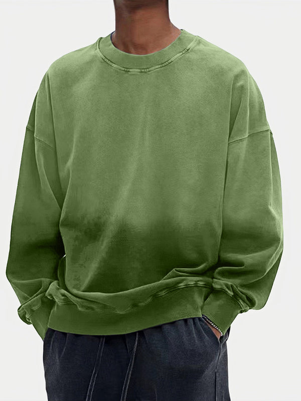 Men's Washed Gradient Long-sleeved Round Neck Sweatshirt