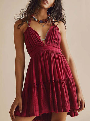 Halter Backless Ruffle Dress