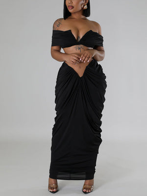 Strapless Ruched Skirt Set