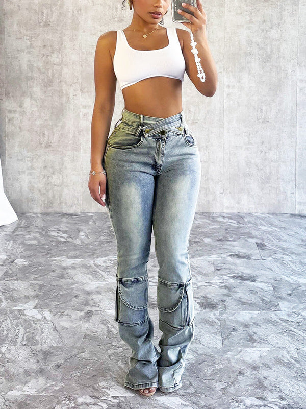 Cutout Waist Denim Jeans