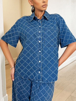 Quilted Textured Denim Set