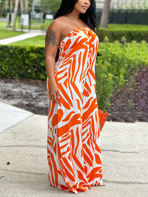 Strapless Printed Wide Jumpsuit