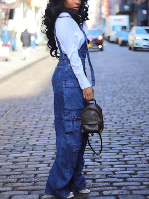 Denim Cargo Pocket Overall