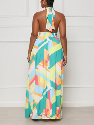 Halter Pleated Maxi Dress