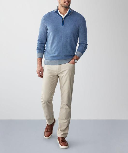 Gentleman's Twill Stretch Half-Zip Sweater