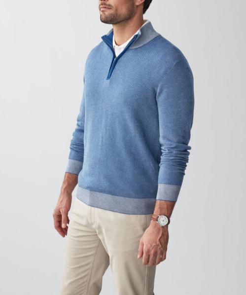 Gentleman's Twill Stretch Half-Zip Sweater