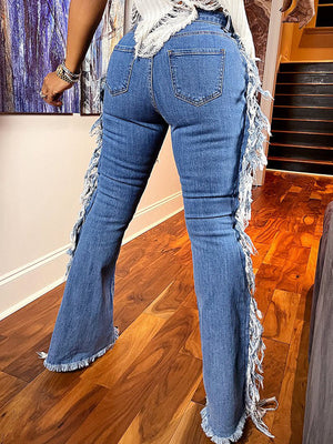 Lace Up Tassel Jeans