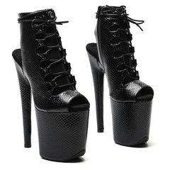 YM & Dancer S1009 20CM/8inches Snake Upper open toe Fashion trend sexy High Heel platform ankle boots Pole Dance boot