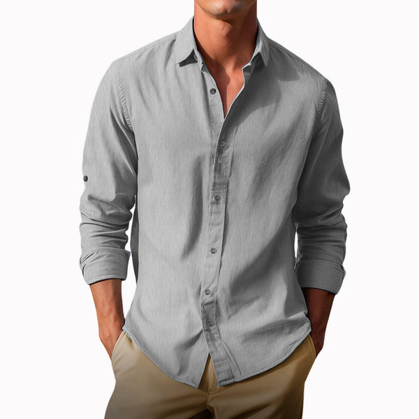 Men's Long Sleeve Shirt High Quality Cotton Solid Color